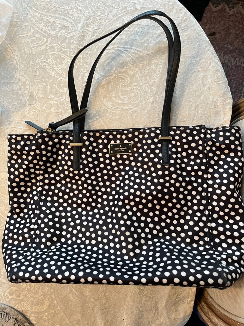 Kate Spade Black and White Polka Dot Tote in EUC Large and Beautiful!